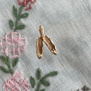 Vintage Dainty Ballet Slippers 14k Yellow Gold Charm